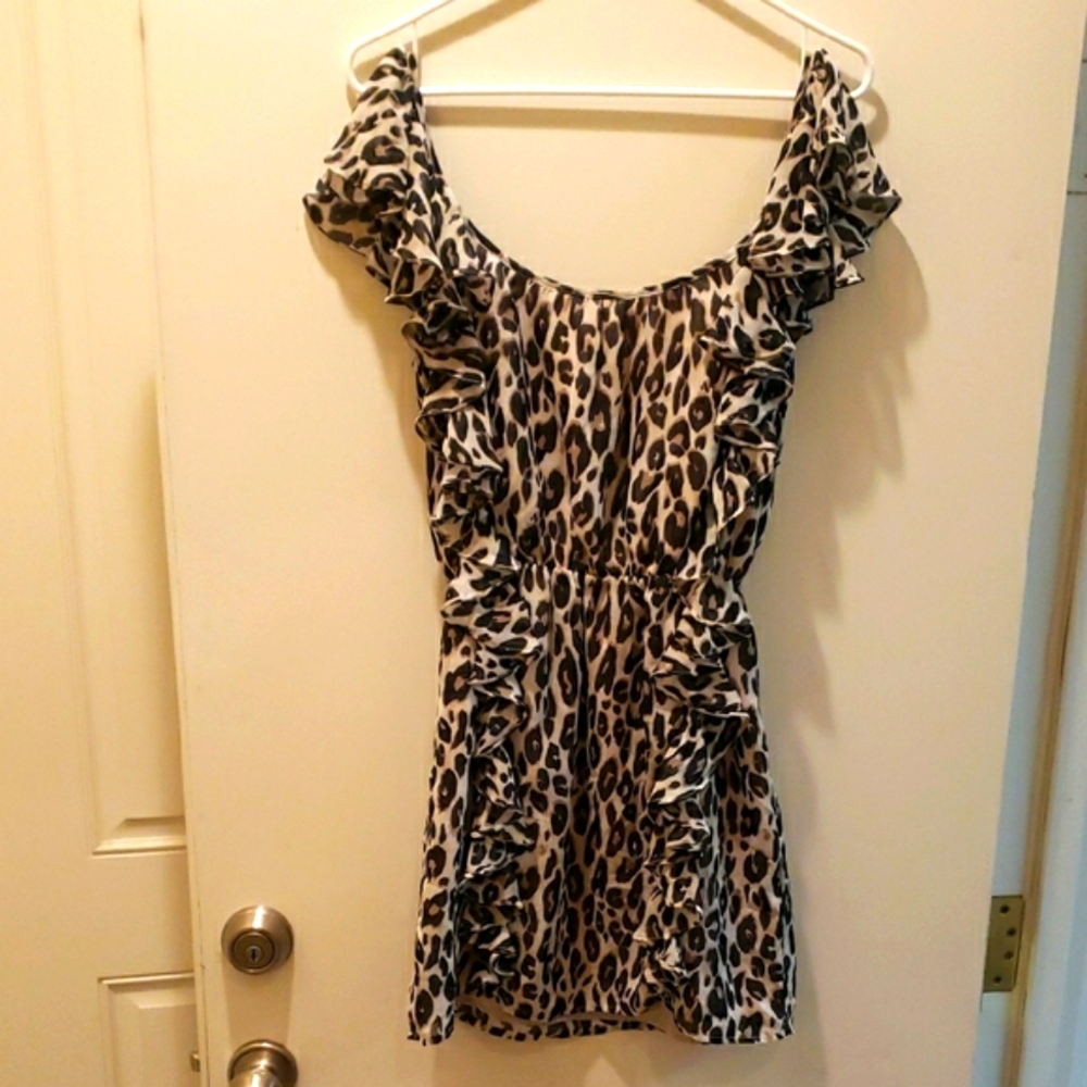 Leopard Print Ruffle Dress